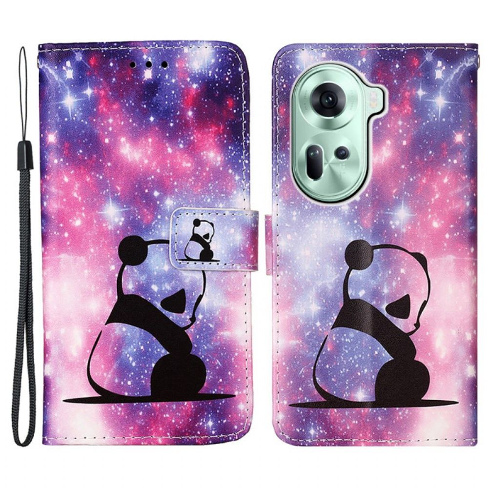 Leren Hoesje Oppo Reno 11 5g Babypanda Met Riempje Bescherming Hoesje