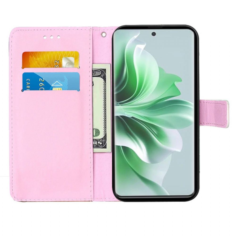 Leren Hoesje Oppo Reno 11 5g Babypanda Met Riempje Bescherming Hoesje