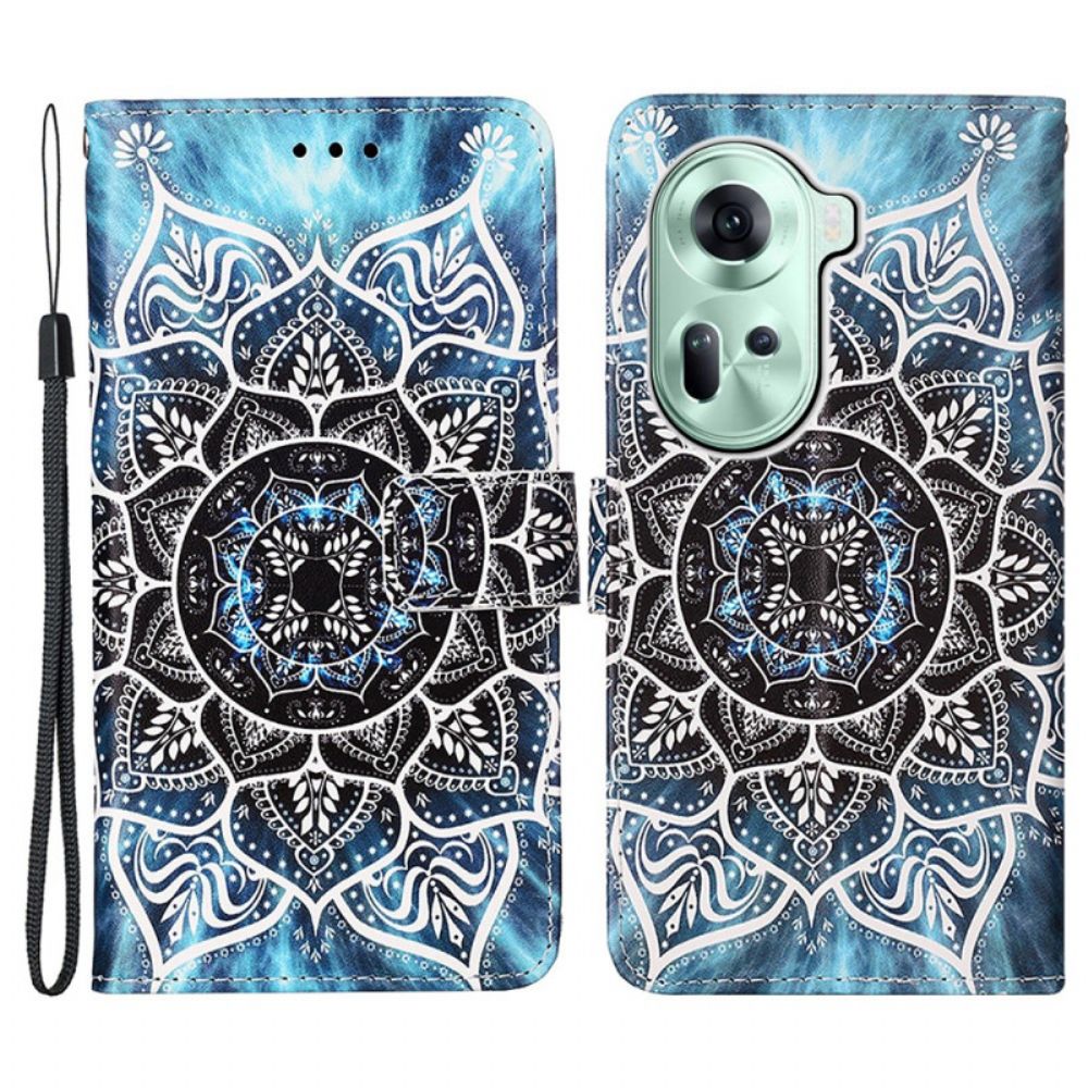 Leren Hoesje Oppo Reno 11 5g Mandalabloem Met Bandje