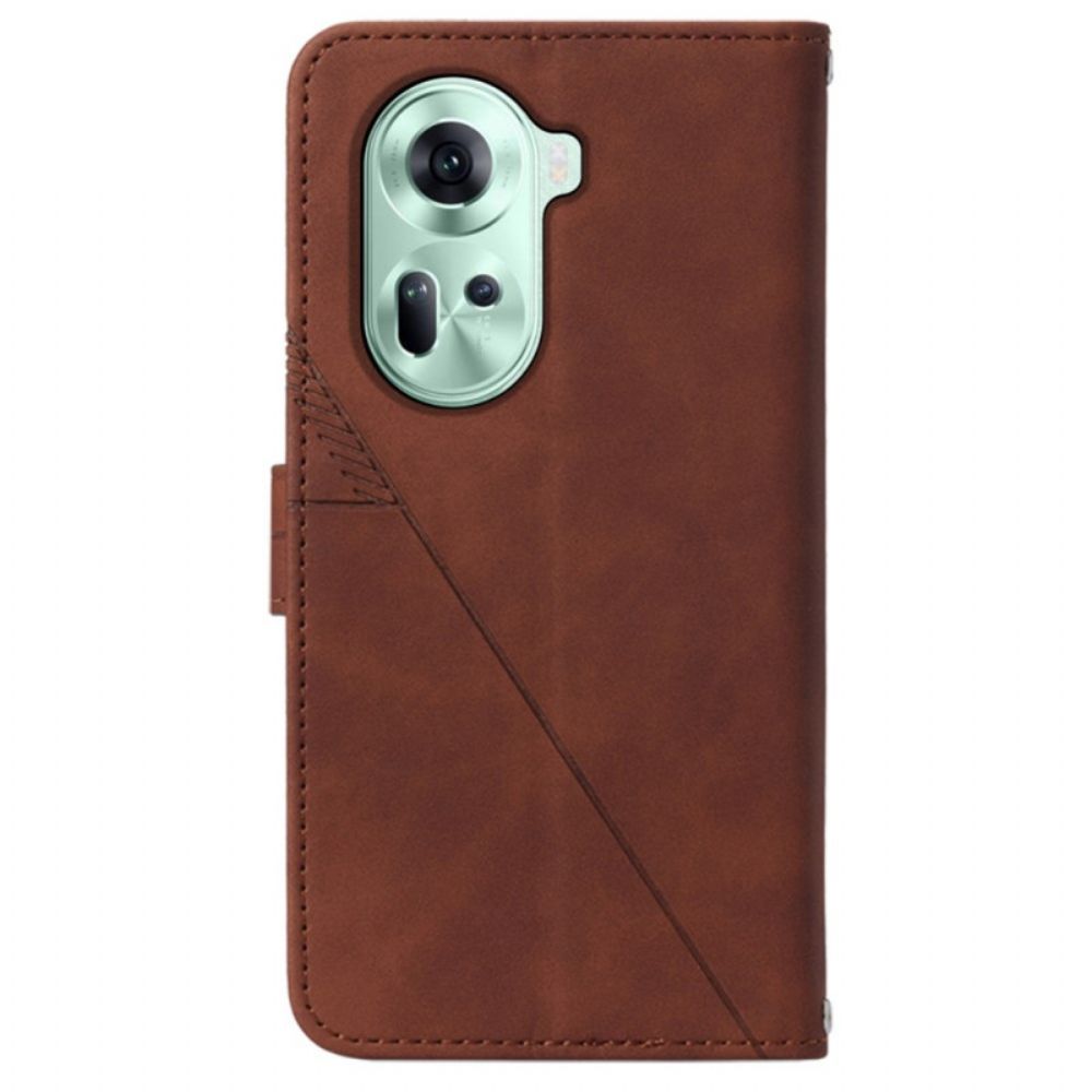 Leren Hoesje Voor Oppo Reno 11 5g Driehoeken Schoudertas