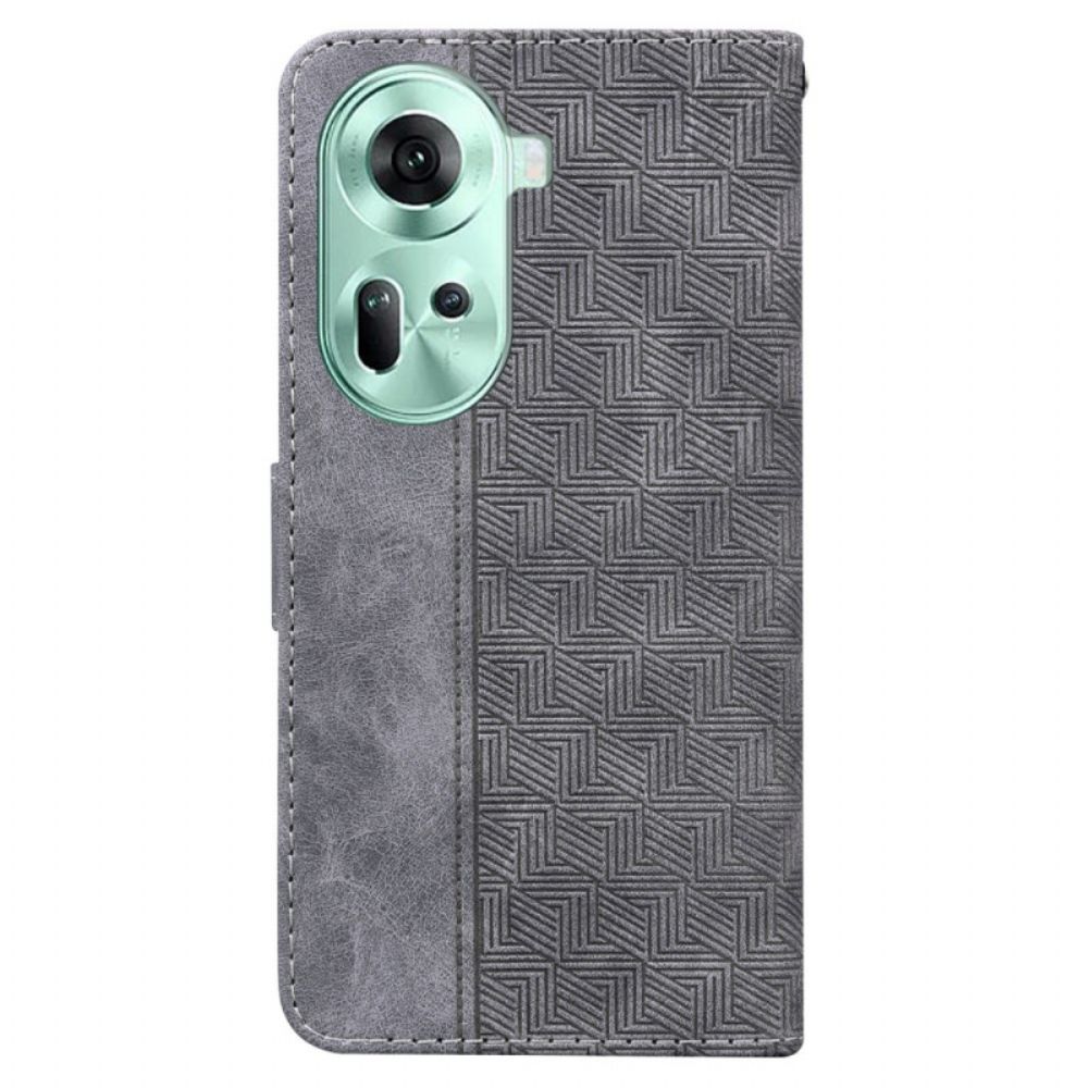 Leren Hoesje Voor Oppo Reno 11 5g Geweven Patroon Met Bandjes