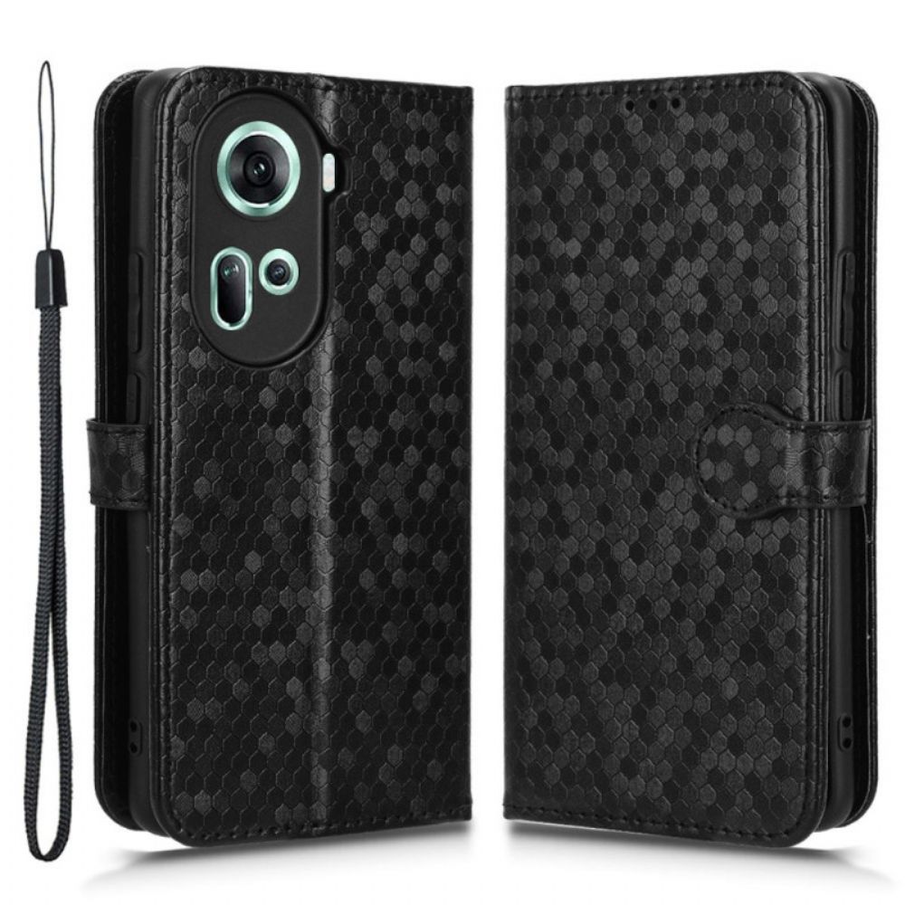 Leren Hoesje Voor Oppo Reno 11 5g Glanzende Stippen Met Bandje