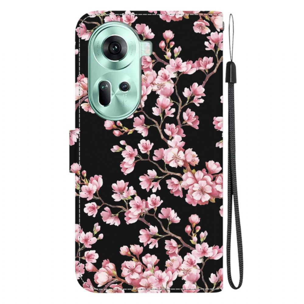 Leren Hoesje Voor Oppo Reno 11 5g Vastgebonden Pruimenbloesems