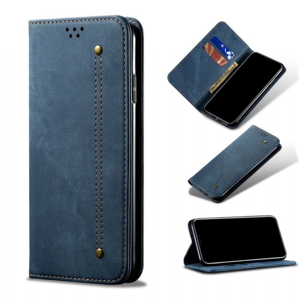 Bescherming Hoesje voor Xiaomi Redmi Note 8 Pro Folio-hoesje Denim Stof