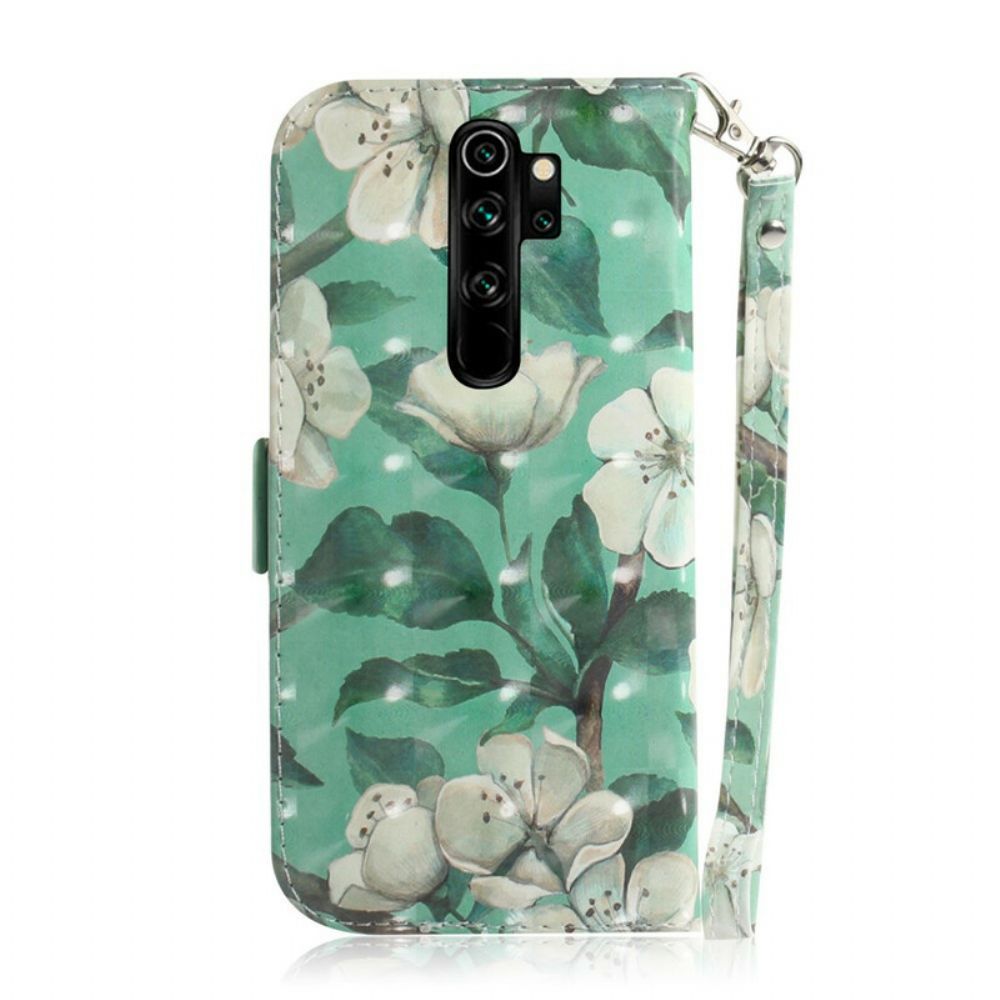 Flip Case voor Xiaomi Redmi Note 8 Pro Met Ketting Thong Bloementak