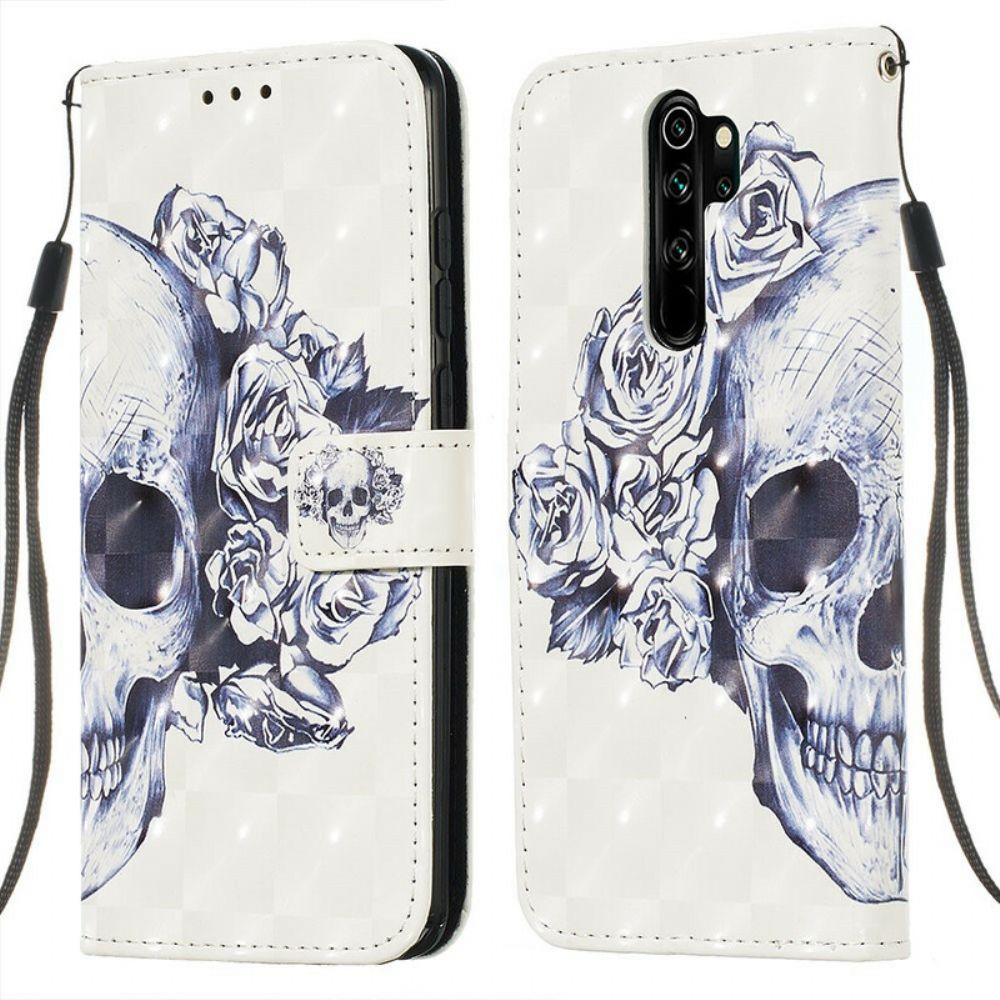 Folio-hoesje voor Xiaomi Redmi Note 8 Pro Bloemenschedel