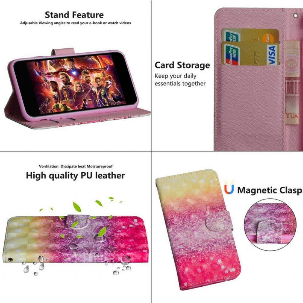 Folio-hoesje voor Xiaomi Redmi Note 8 Pro Magenta Glitterverloop