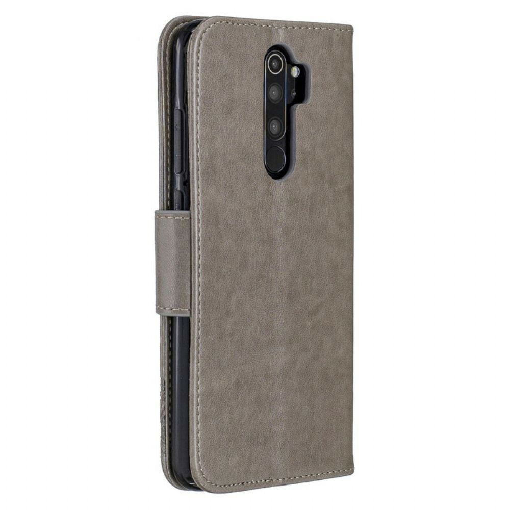 Folio-hoesje voor Xiaomi Redmi Note 8 Pro Met Ketting Bandje Met Vlinderprint