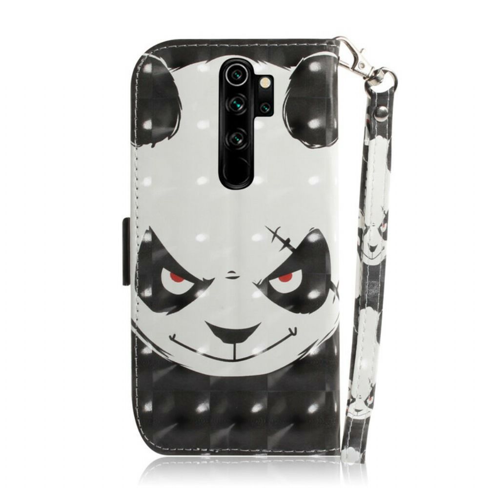 Folio-hoesje voor Xiaomi Redmi Note 8 Pro Met Ketting Boze Panda Met Riem