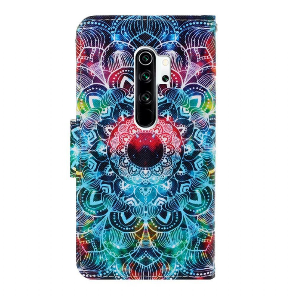 Folio-hoesje voor Xiaomi Redmi Note 8 Pro Met Ketting Knipperende Mandala Met Bandjes