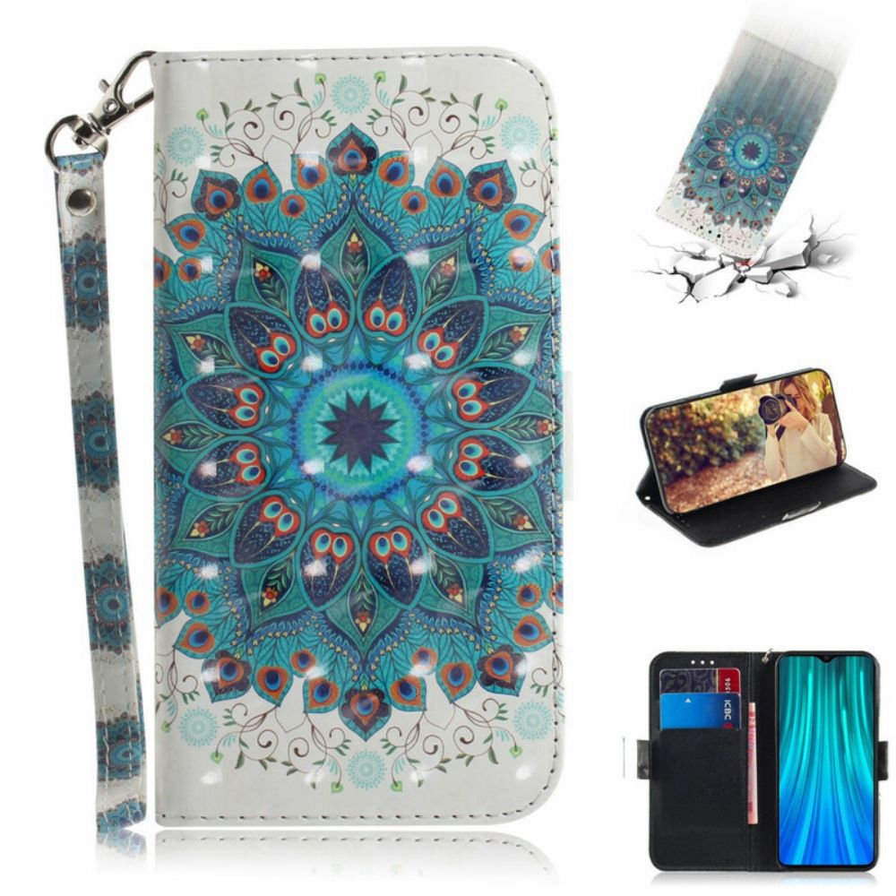 Folio-hoesje voor Xiaomi Redmi Note 8 Pro Met Ketting Meesterlijke Mandala Met Bandjes