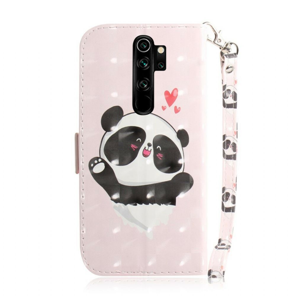 Folio-hoesje voor Xiaomi Redmi Note 8 Pro Met Ketting Panda Liefdesriem