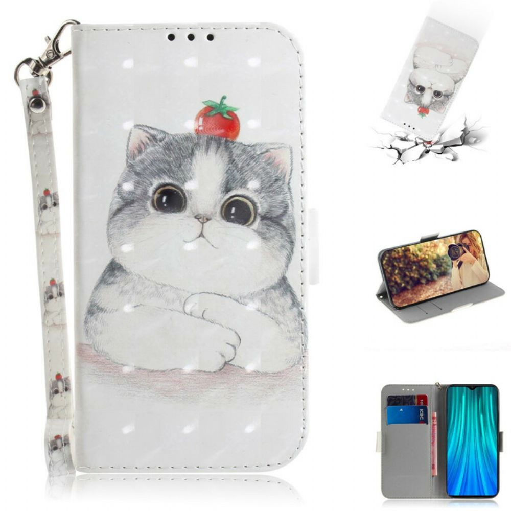 Folio-hoesje voor Xiaomi Redmi Note 8 Pro Met Ketting Tomaat Op De String Cat