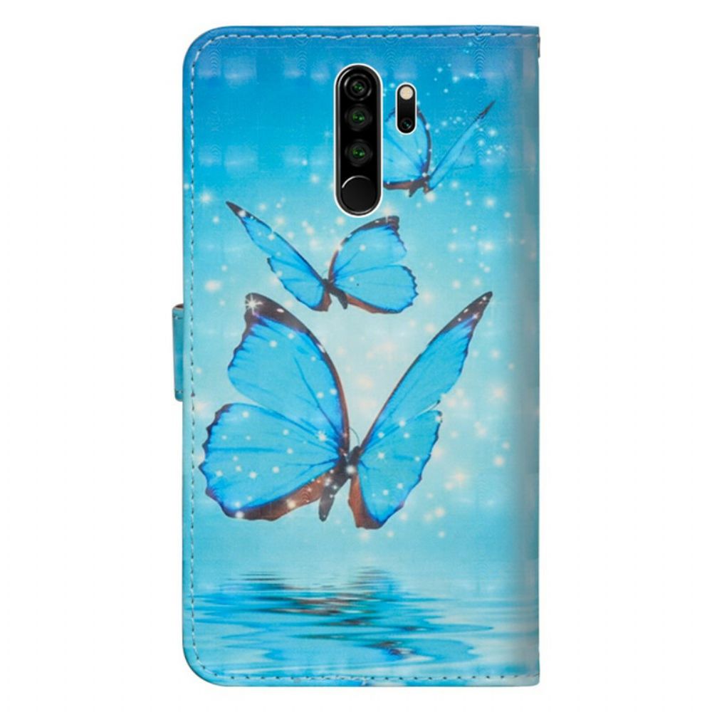 Folio-hoesje voor Xiaomi Redmi Note 8 Pro Vliegende Blauwe Vlinders