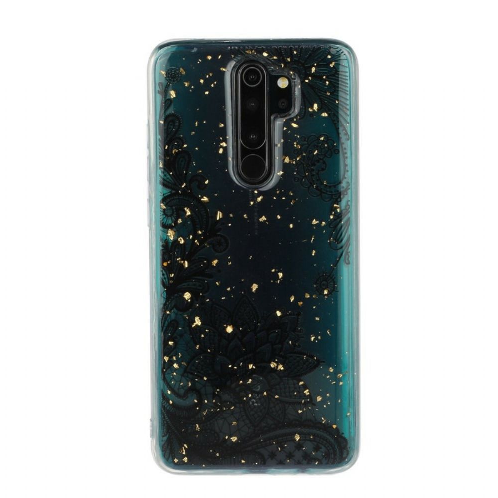 Hoesje voor Xiaomi Redmi Note 8 Pro Bloemen Van Kant En Pailletten