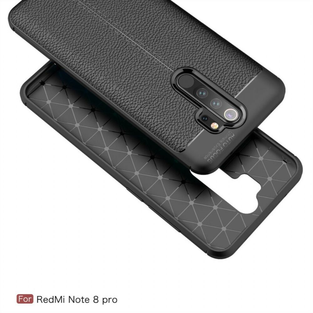 Hoesje voor Xiaomi Redmi Note 8 Pro Dubbele Lijn Litchi Leder Effect