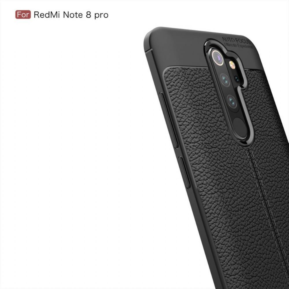 Hoesje voor Xiaomi Redmi Note 8 Pro Dubbele Lijn Litchi Leder Effect