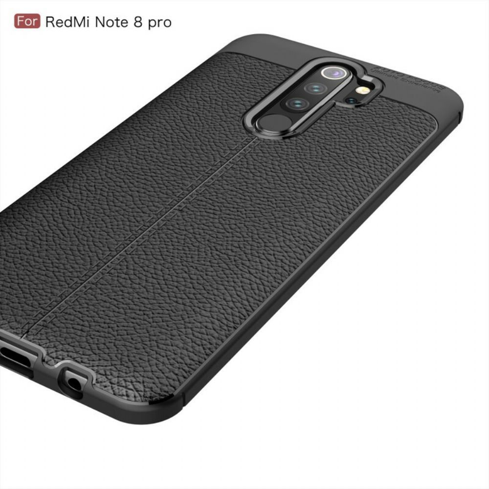 Hoesje voor Xiaomi Redmi Note 8 Pro Dubbele Lijn Litchi Leder Effect