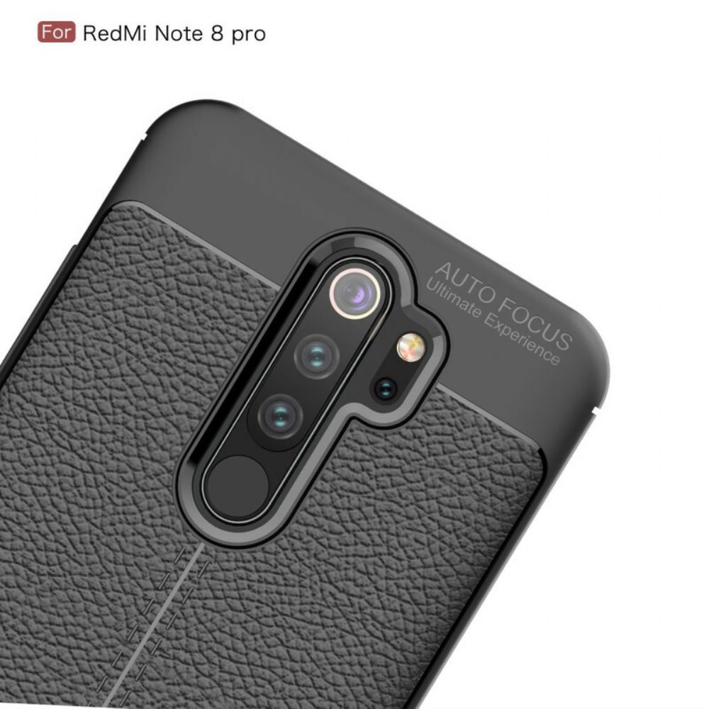 Hoesje voor Xiaomi Redmi Note 8 Pro Dubbele Lijn Litchi Leder Effect