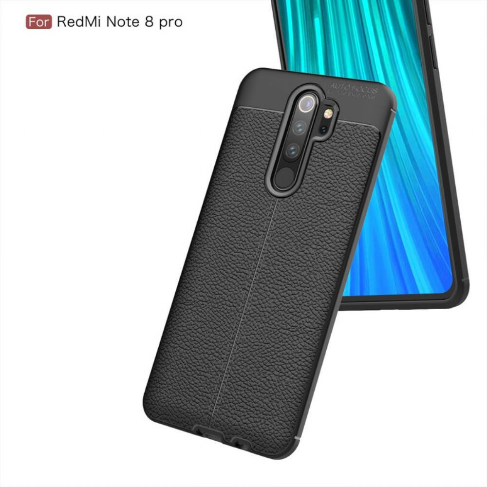 Hoesje voor Xiaomi Redmi Note 8 Pro Dubbele Lijn Litchi Leder Effect