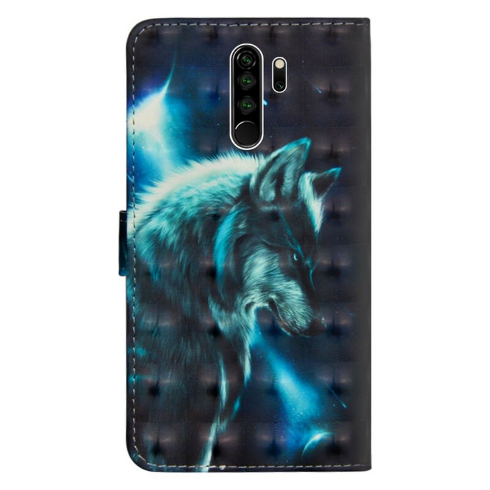 Leren Hoesje voor Xiaomi Redmi Note 8 Pro Majestueuze Wolf