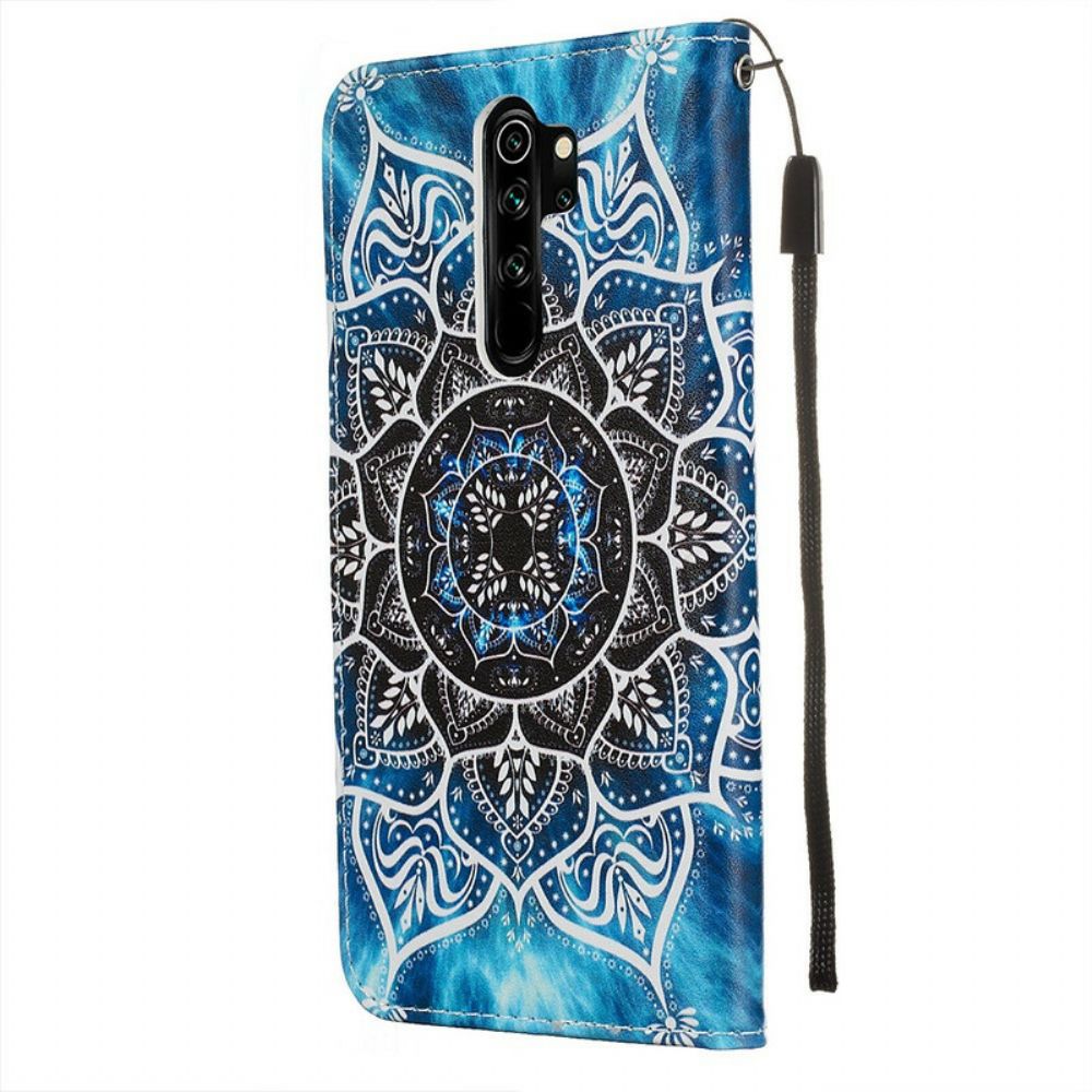 Leren Hoesje voor Xiaomi Redmi Note 8 Pro Met Ketting Mandala Met Zwarte Bandjes