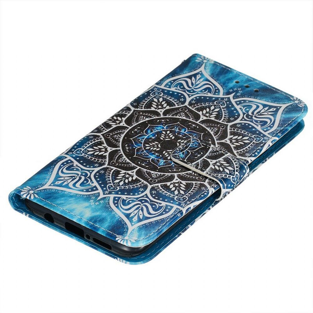 Leren Hoesje voor Xiaomi Redmi Note 8 Pro Met Ketting Mandala Met Zwarte Bandjes