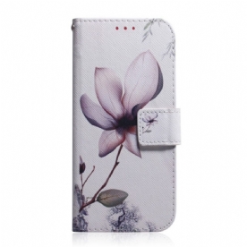 Folio-hoesje voor Moto G200 5G Oude Roze Bloem