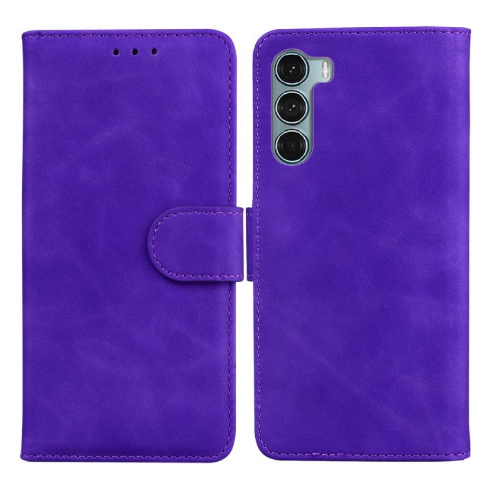 Leren Hoesje voor Moto G200 5G Zwart Leereffect