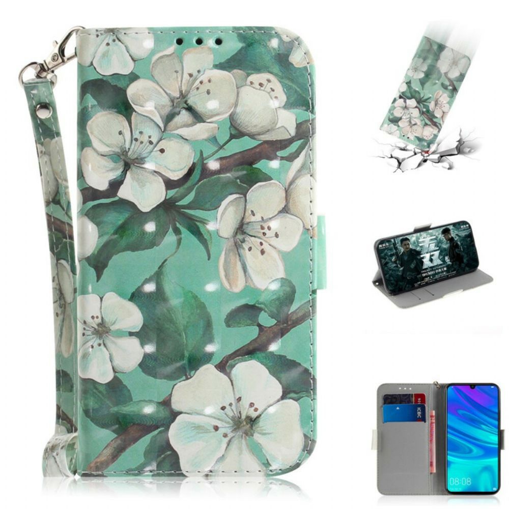 Flip Case voor Huawei P Smart 2019 / Honor 10 Lite Met Ketting Thong Bloementak