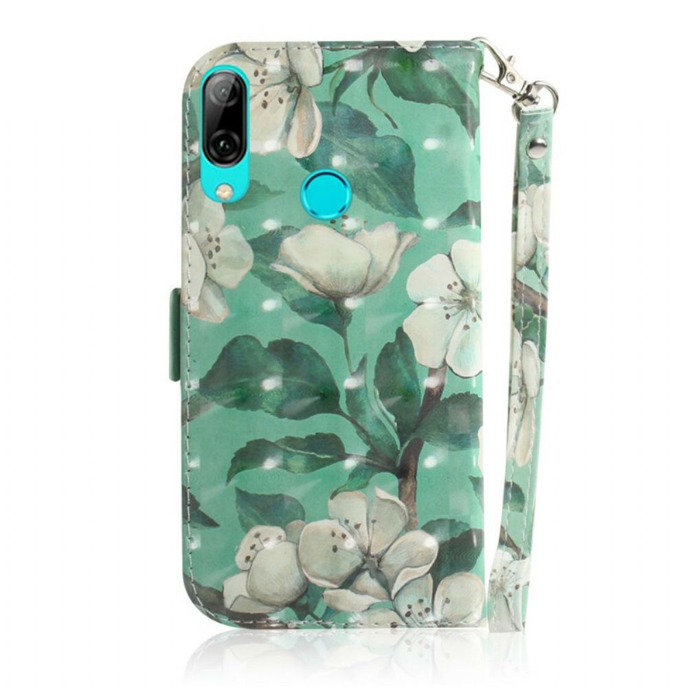 Flip Case voor Huawei P Smart 2019 / Honor 10 Lite Met Ketting Thong Bloementak