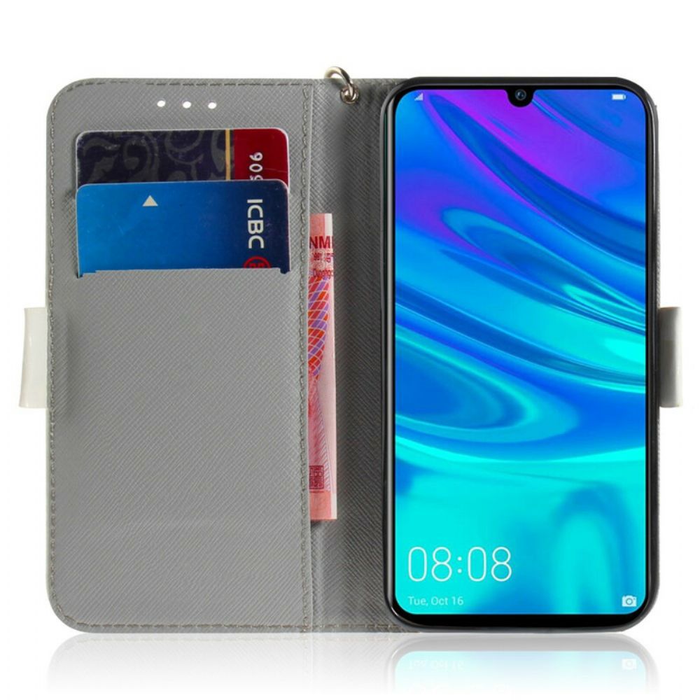 Flip Case voor Huawei P Smart 2019 / Honor 10 Lite Met Ketting Thong Bloementak