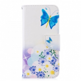 Folio-hoesje voor Huawei P Smart 2019 / Honor 10 Lite Geschilderde Vlinders En Bloemen