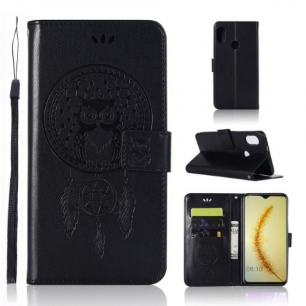 Folio-hoesje voor Huawei P Smart 2019 / Honor 10 Lite Lederen Effect Catch Dreams Owl