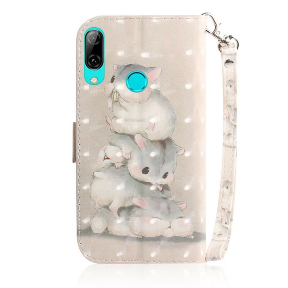 Folio-hoesje voor Huawei P Smart 2019 / Honor 10 Lite Met Ketting Thong Hamsters