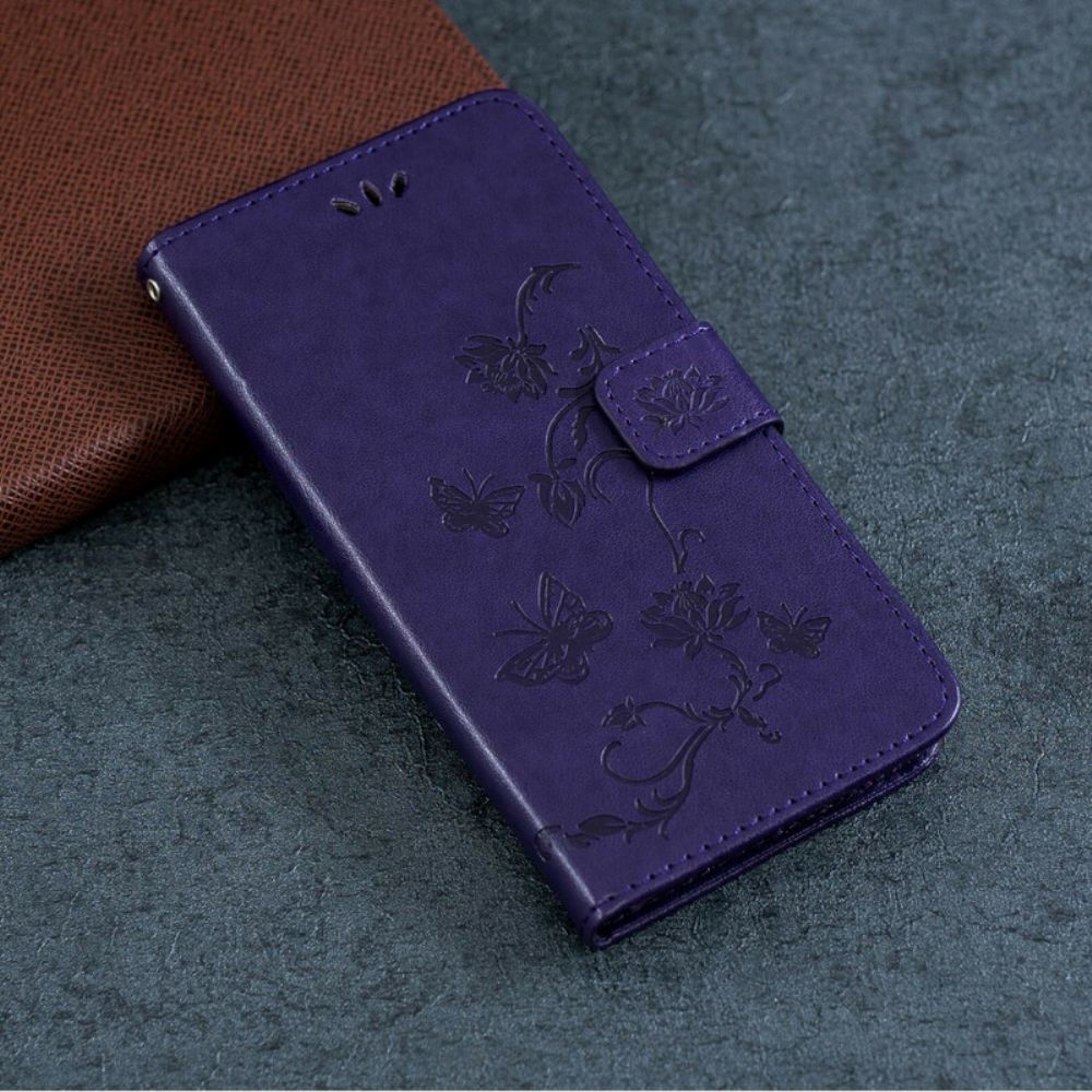 Folio-hoesje voor Huawei P Smart 2019 / Honor 10 Lite Met Ketting Thong Vlinders En Bloemen