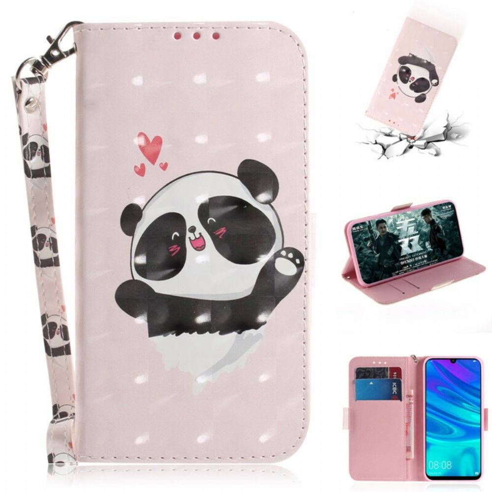 Leren Hoesje voor Huawei P Smart 2019 / Honor 10 Lite Met Ketting Panda Liefde Met Riem