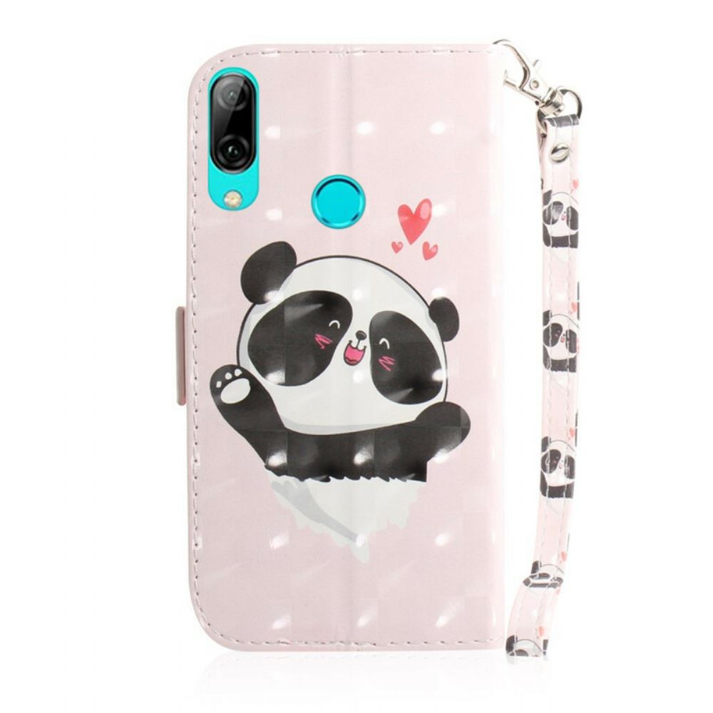 Leren Hoesje voor Huawei P Smart 2019 / Honor 10 Lite Met Ketting Panda Liefde Met Riem