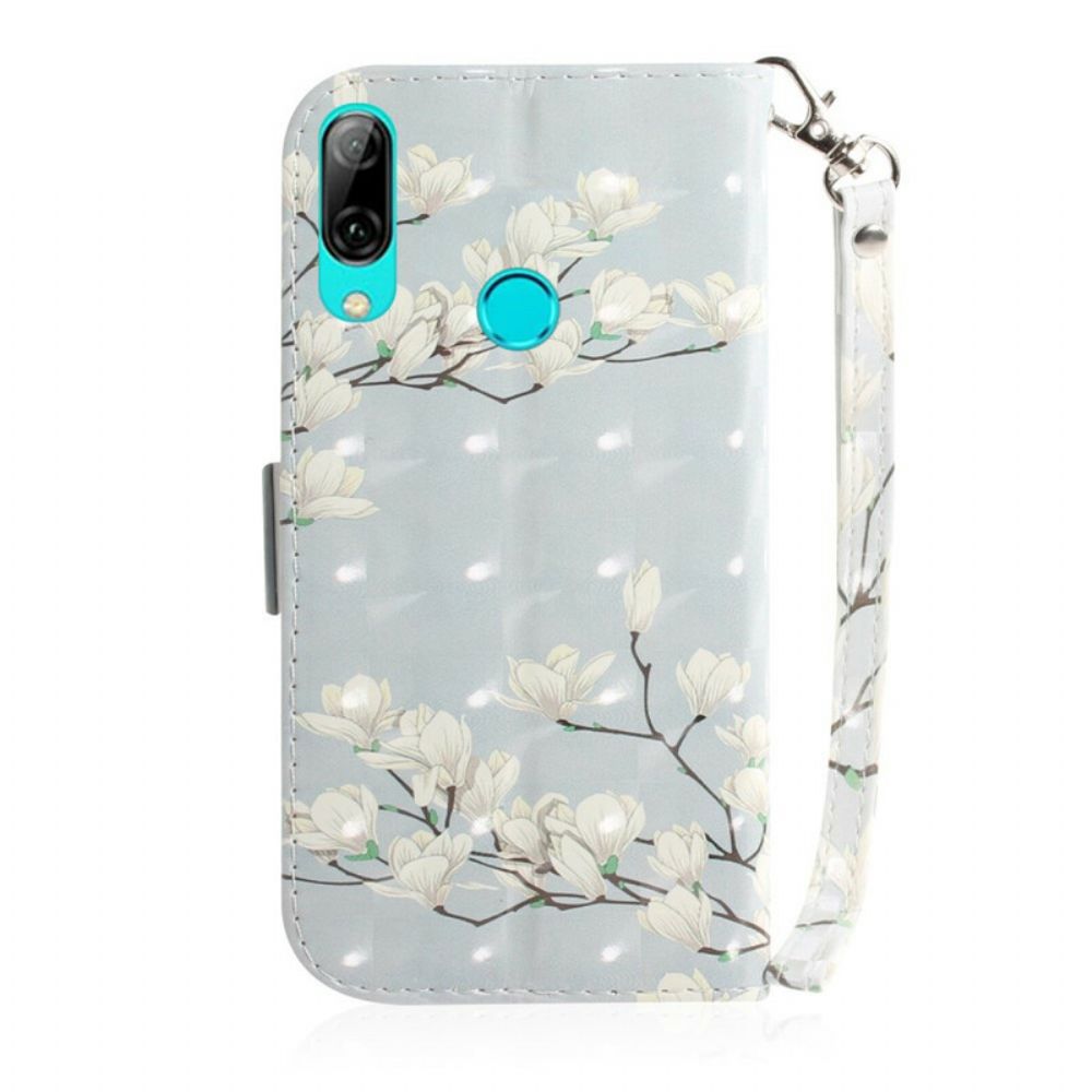 Leren Hoesje voor Huawei P Smart 2019 / Honor 10 Lite Met Ketting Thong Bloem Boom