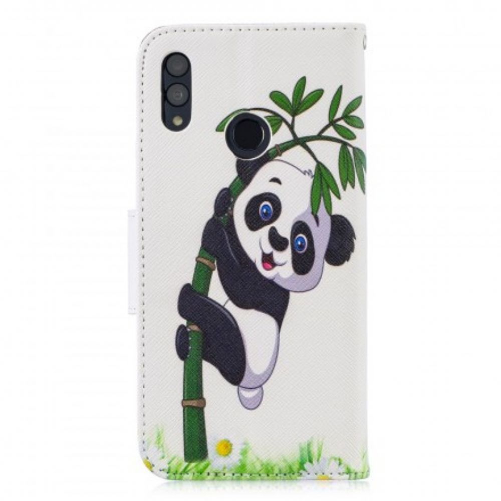 Leren Hoesje voor Huawei P Smart 2019 / Honor 10 Lite Panda Op Bamboe