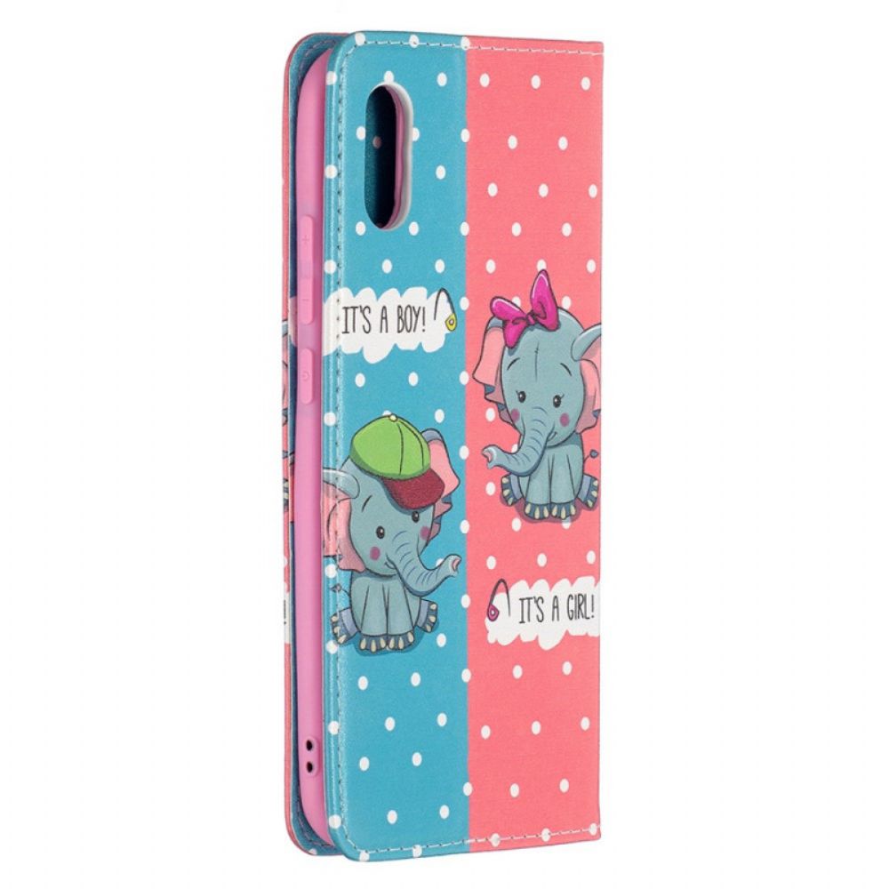 Bescherming Hoesje voor Xiaomi Redmi 9A Folio-hoesje Babyolifanten