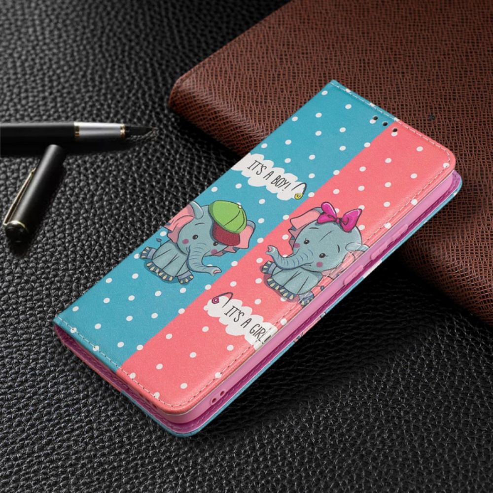 Bescherming Hoesje voor Xiaomi Redmi 9A Folio-hoesje Babyolifanten