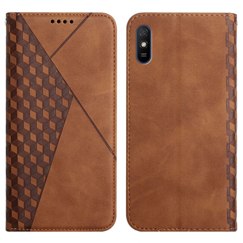 Bescherming Hoesje voor Xiaomi Redmi 9A Folio-hoesje Geo Leereffect