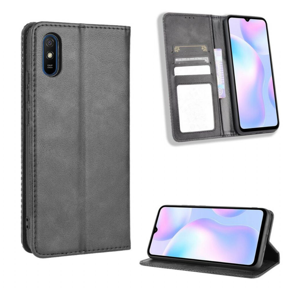 Bescherming Hoesje voor Xiaomi Redmi 9A Folio-hoesje Vintage Gestileerd Leereffect