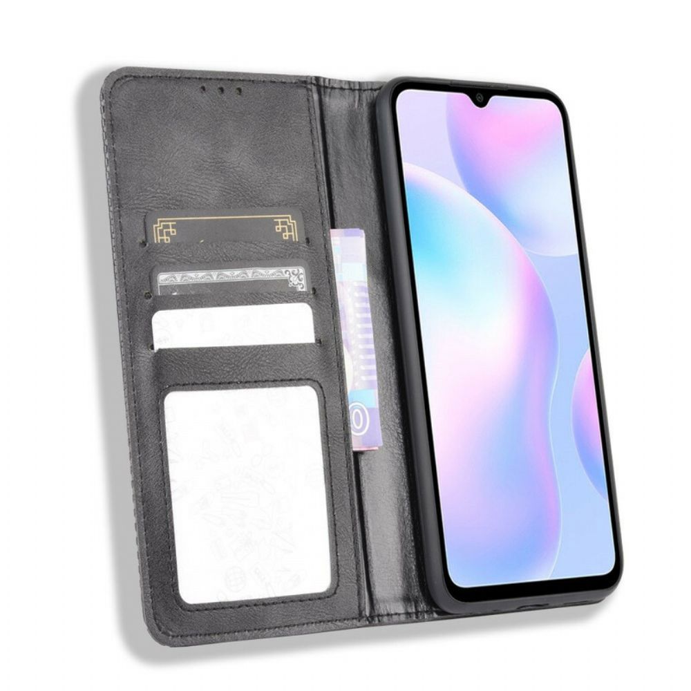 Bescherming Hoesje voor Xiaomi Redmi 9A Folio-hoesje Vintage Gestileerd Leereffect