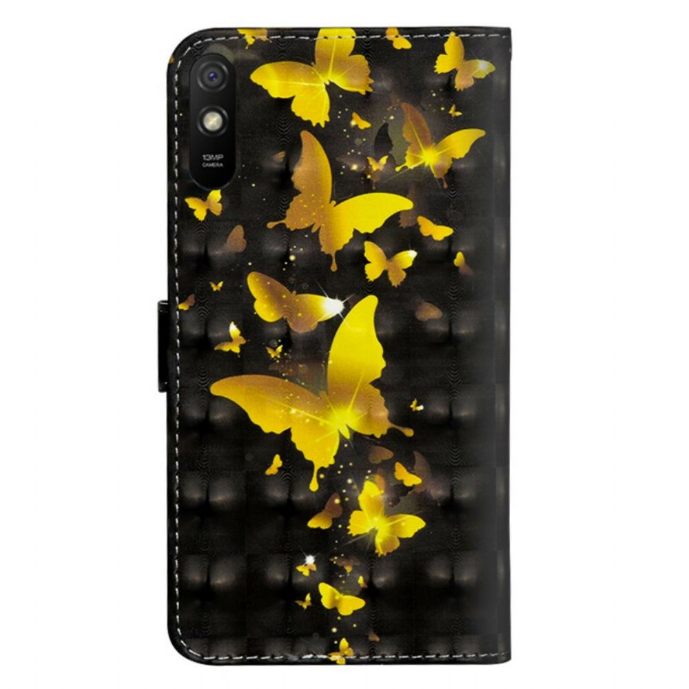 Flip Case voor Xiaomi Redmi 9A Gele Vlinders