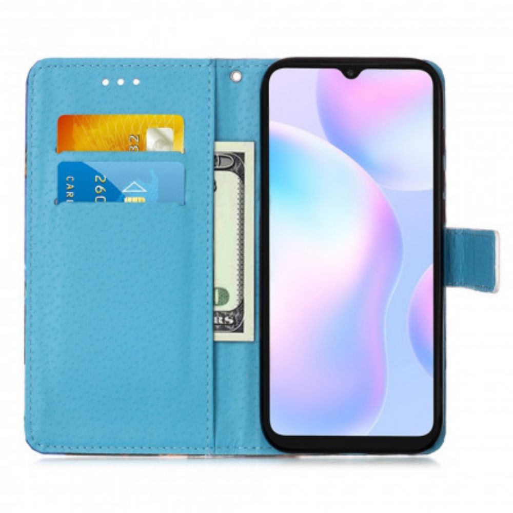 Flip Case voor Xiaomi Redmi 9A Met Ketting Mandala Met Zwarte Bandjes