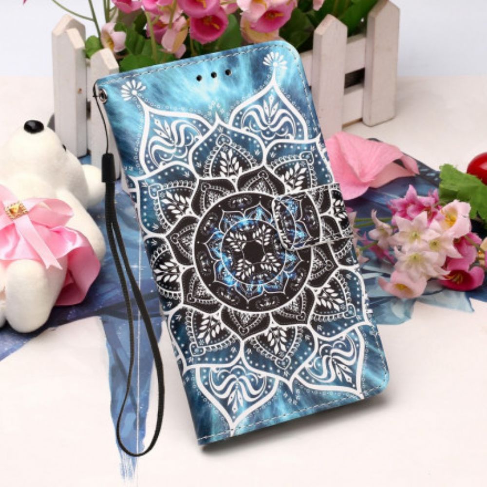 Flip Case voor Xiaomi Redmi 9A Met Ketting Mandala Met Zwarte Bandjes