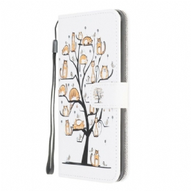 Folio-hoesje voor Xiaomi Redmi 9A Met Ketting Funky Katten Met Riem