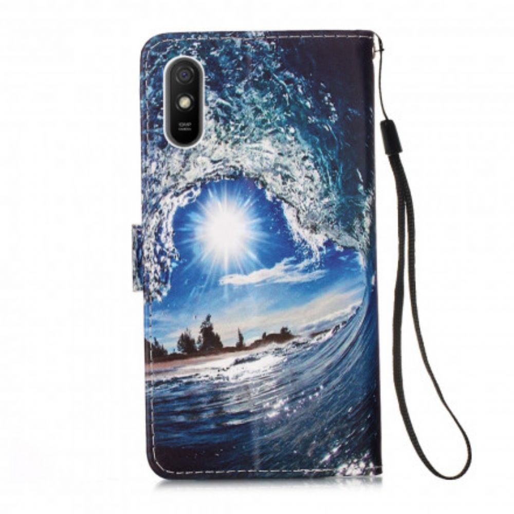 Folio-hoesje voor Xiaomi Redmi 9A Met Ketting Landschap Dagdromen Met Riem